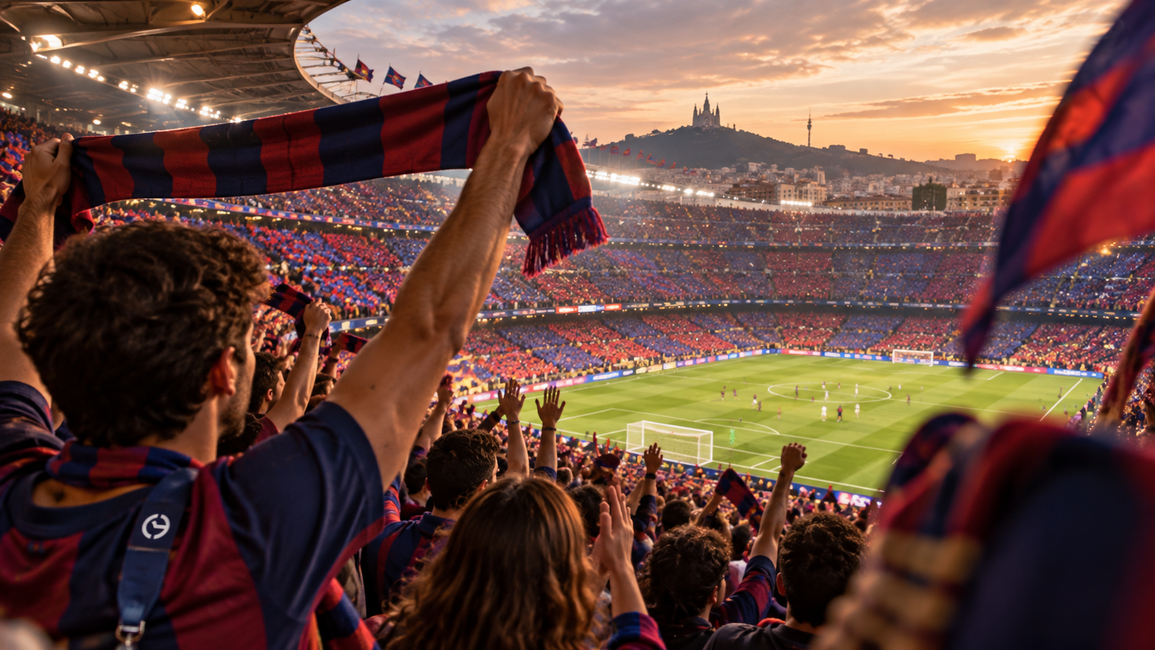 Football fans enjoying a live matchday experience in Barcelona