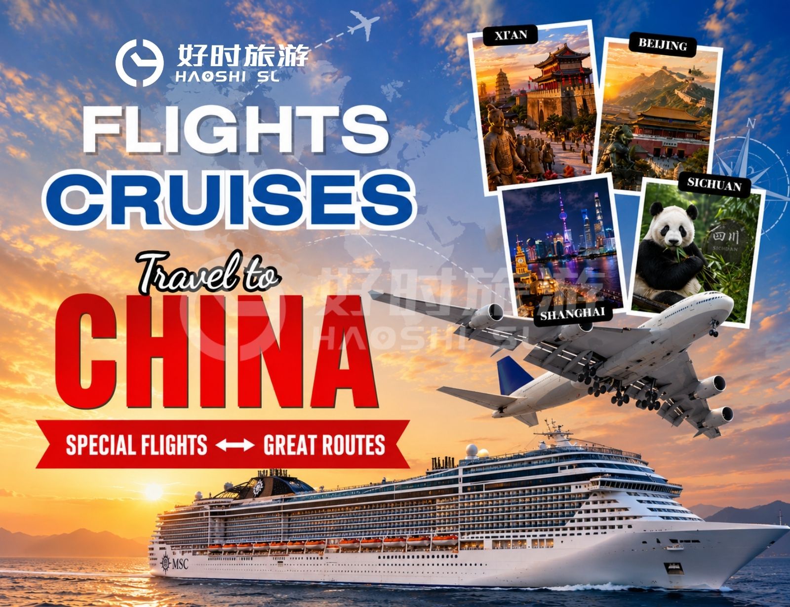 IBERIA CAIXCAR S.L. travel to China promotion with flights, cruises, Xi’an, Beijing, Shanghai and Sichuan