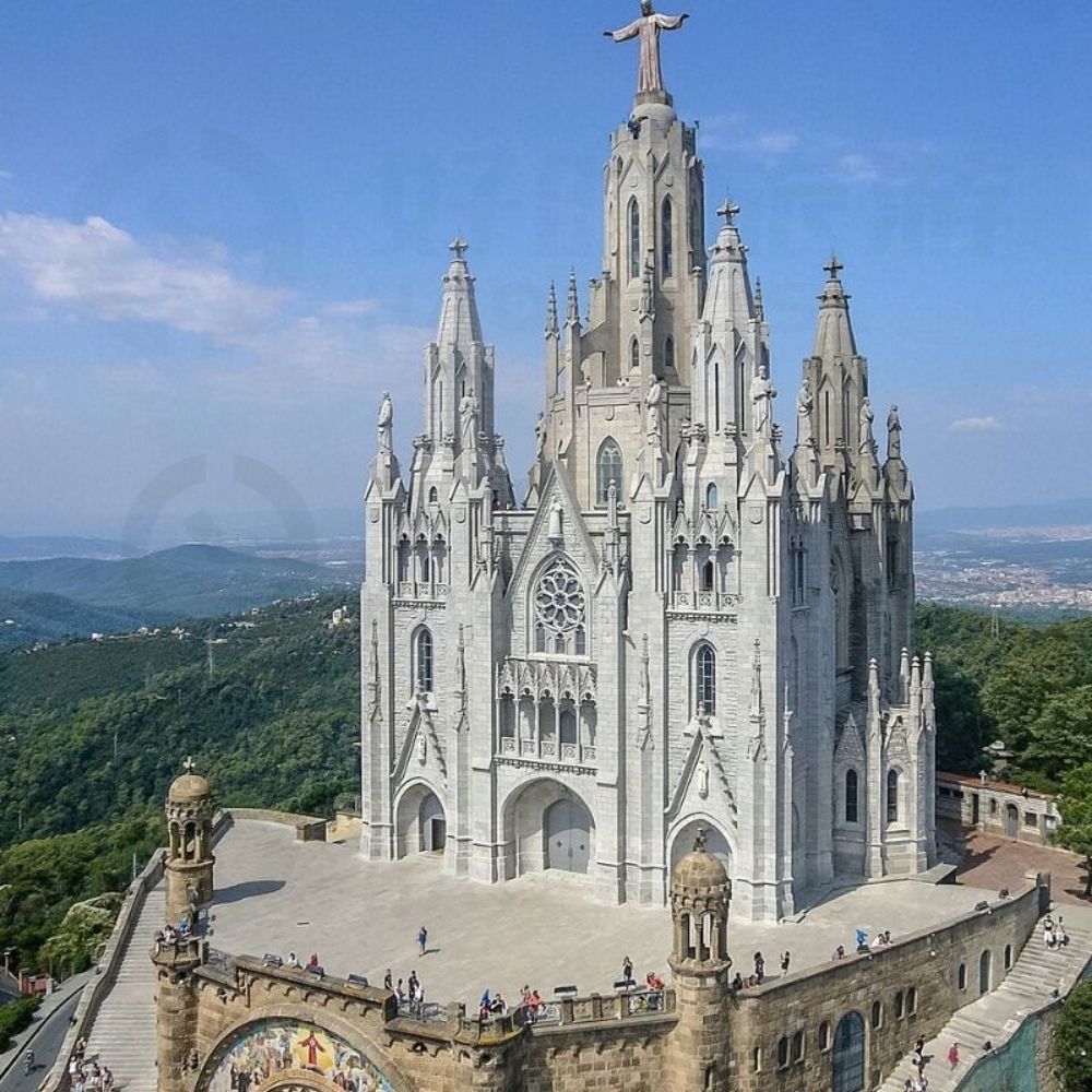 Sagrat Cor church on Tibidabo overlooking Barcelona
